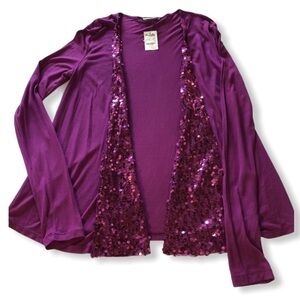 Charlotte Russe Open Front Waterfall Cardigan Raspberry Size Small NWT